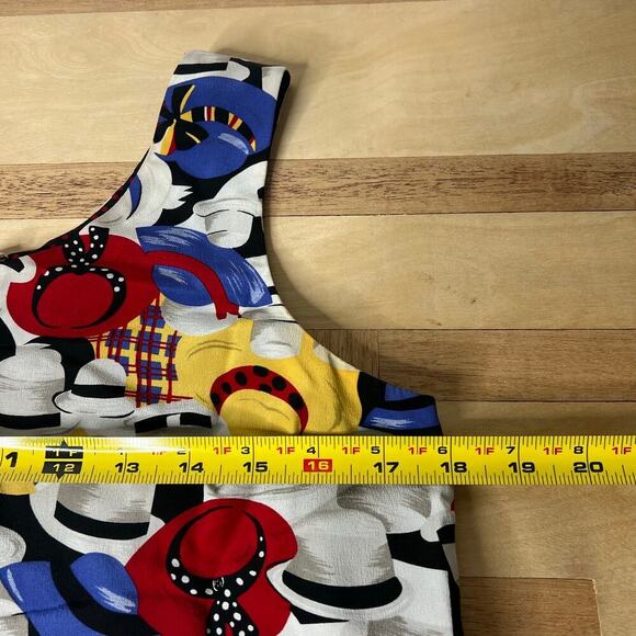 Vintage Petite Sophisticate Silk Reversible Lady Hat Pattern Tank Top Sz P Dots - Picture 10 of 11